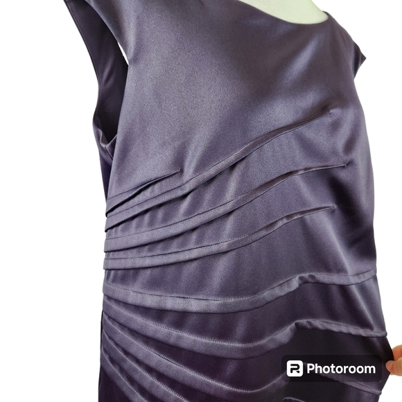 Jessica Howard Purple Sleeveless Sheath Side Tucks Plus Size Dress, sz 18W - Picture 3 of 6
